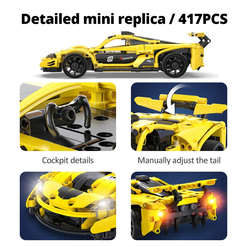 Cada 417Pcs STEM classic style RC City APP Remote Control Vehicle Compatible Racing Car Sports Car Bricks Toys For Children Gift
