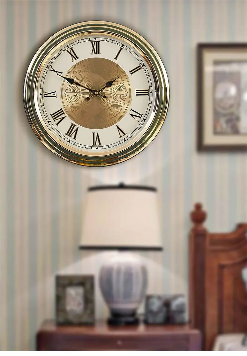 ساعت دیواری بی‌صدا وینزور آرت دکو فلز طلایی – دکوراسیون لوکس مدرن منزل ۴۰ سانتی‌متر