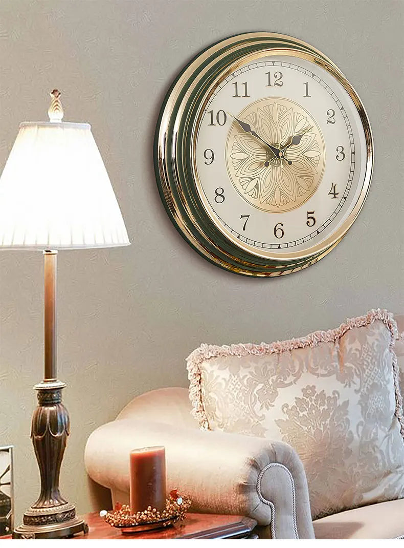 ساعت دیواری بی‌صدا وینزور آرت دکو فلز طلایی – دکوراسیون لوکس مدرن منزل ۴۰ سانتی‌متر