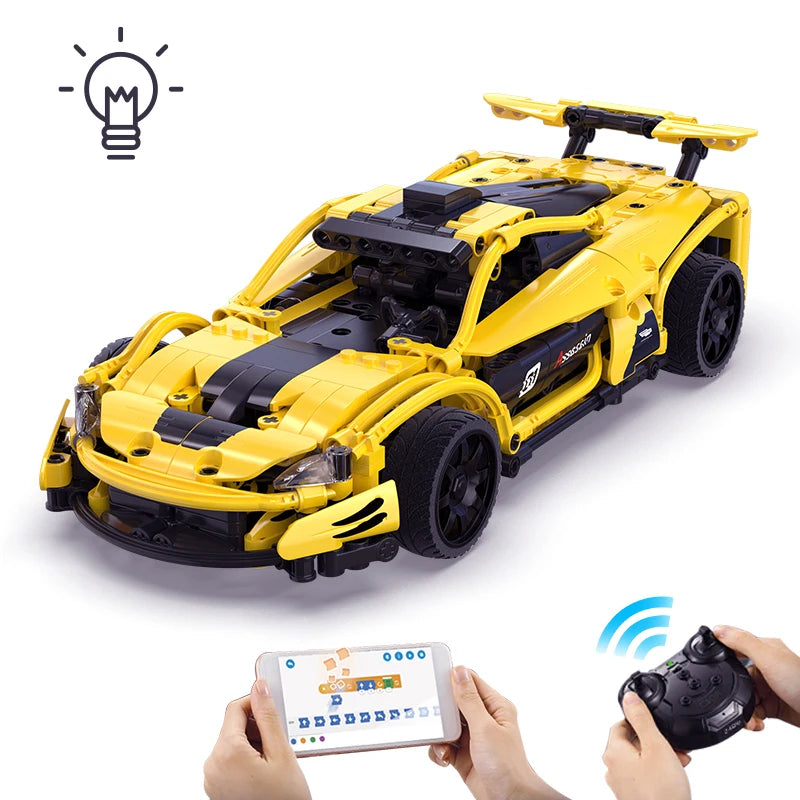 Cada 417Pcs STEM classic style RC City APP Remote Control Vehicle Compatible Racing Car Sports Car Bricks Toys For Children Gift
