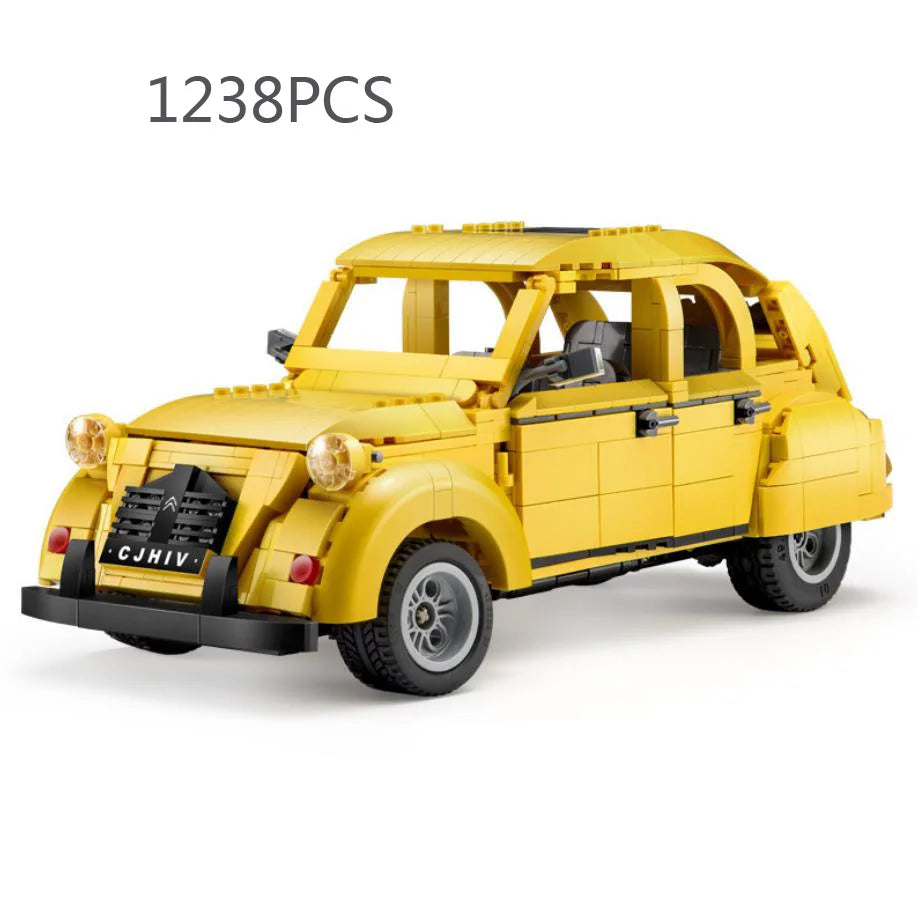 Technical 1:12 Scale Citroens 2cv Building Block Vintage Car 2.4ghz Radio Remote Control Vehicle Bricks Model Rc Toys Collection