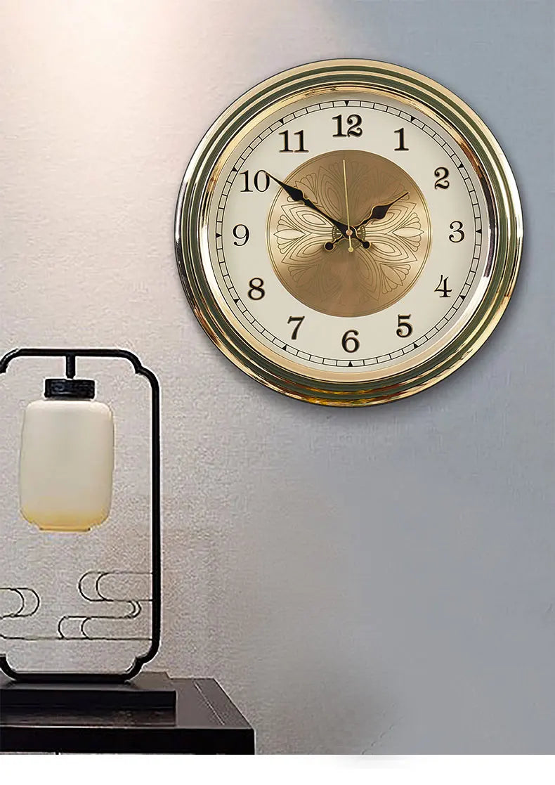 ساعت دیواری بی‌صدا وینزور آرت دکو فلز طلایی – دکوراسیون لوکس مدرن منزل ۴۰ سانتی‌متر