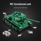 Cada 727Pcs WW2 Remote Control Military T34 Medium Tank Building Blocks Compatible City RC Army Weapon Bricks Toys Boy