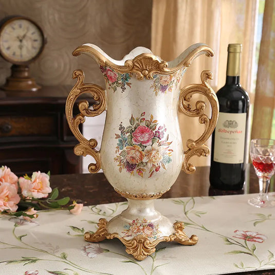 Victoriansk europæisk keramik vintage vase med håndmalede blomster harpiks blomster sofistikeret gryde til stue indgang Køkken soveværelse ornamenter Hjem dekoration