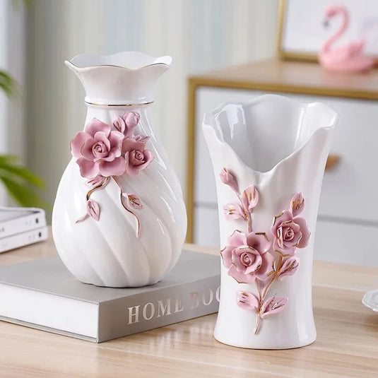 Vase en céramique 3D, décoration de maison, Design créatif, Vase à fleurs décoratif en porcelaine pour décoration de mariage