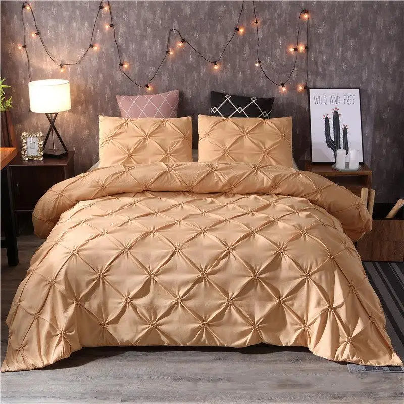 Luxury Pinch Pleat Black Bedding Comforter Bedding Sets Bed Linen Duvet Cover Set Bedding Queen King Size Bedclothes Bed Set