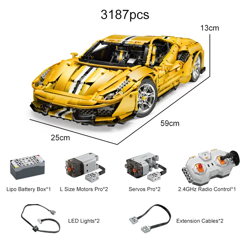 Cada 3187PCS City technical Drift Racing Car Building Blocks Remote Control Super Sports Vehicle Bricks Children Boys Gifts Toys