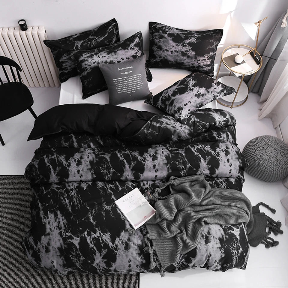 Luxury Black Bedding Set Queen King SIngle Full Size Polyester Bed Linen Duvet Cover Set Modern Bird Plaid Anime With Pillowcase