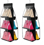 HAN SHENG 2 Pcs 8 Pockets Hanging Purse Handbag Organizer Clear Hanging Shelf Bag Collection Storage Holder Purse Bag Wardrobe Closet Space Saving Organizers (Grey) - Grand Goldman