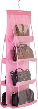 HAN SHENG 2 Pcs 8 Pockets Hanging Purse Handbag Organizer Clear Hanging Shelf Bag Collection Storage Holder Purse Bag Wardrobe Closet Space Saving Organizers (Grey) - Grand Goldman