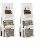 HAN SHENG 2 Pcs 8 Pockets Hanging Purse Handbag Organizer Clear Hanging Shelf Bag Collection Storage Holder Purse Bag Wardrobe Closet Space Saving Organizers (Grey) - Grand Goldman