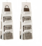 HAN SHENG 2 Pcs 8 Pockets Hanging Purse Handbag Organizer Clear Hanging Shelf Bag Collection Storage Holder Purse Bag Wardrobe Closet Space Saving Organizers (Grey) - Grand Goldman