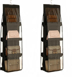 HAN SHENG 2 Pcs 8 Pockets Hanging Purse Handbag Organizer Clear Hanging Shelf Bag Collection Storage Holder Purse Bag Wardrobe Closet Space Saving Organizers (Grey) - Grand Goldman