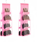 HAN SHENG 2 Pcs 8 Pockets Hanging Purse Handbag Organizer Clear Hanging Shelf Bag Collection Storage Holder Purse Bag Wardrobe Closet Space Saving Organizers (Grey) - Grand Goldman