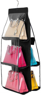 HAN SHENG 2 Pcs 8 Pockets Hanging Purse Handbag Organizer Clear Hanging Shelf Bag Collection Storage Holder Purse Bag Wardrobe Closet Space Saving Organizers (Grey) - Grand Goldman