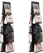 HAN SHENG 2 Pcs 8 Pockets Hanging Purse Handbag Organizer Clear Hanging Shelf Bag Collection Storage Holder Purse Bag Wardrobe Closet Space Saving Organizers (Grey) - Grand Goldman