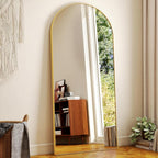 HARRITPURE 64"x21" Arched Full Length Mirror Free Standing Leaning Mirror Hanging Mounted Mirror Aluminum Frame Modern Simple Home Decor for Living Room Bedroom Cloakroom, Gold - Grand Goldman
