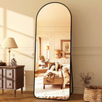 HARRITPURE 64"x21" Arched Full Length Mirror Free Standing Leaning Mirror Hanging Mounted Mirror Aluminum Frame Modern Simple Home Decor for Living Room Bedroom Cloakroom, Gold - Grand Goldman
