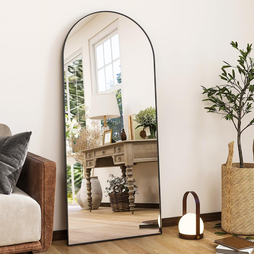 HARRITPURE 64"x21" Arched Full Length Mirror Free Standing Leaning Mirror Hanging Mounted Mirror Aluminum Frame Modern Simple Home Decor for Living Room Bedroom Cloakroom, Gold - Grand Goldman