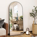 HARRITPURE 64"x21" Arched Full Length Mirror Free Standing Leaning Mirror Hanging Mounted Mirror Aluminum Frame Modern Simple Home Decor for Living Room Bedroom Cloakroom, Gold - Grand Goldman