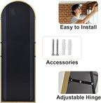 HARRITPURE 64"x21" Arched Full Length Mirror Free Standing Leaning Mirror Hanging Mounted Mirror Aluminum Frame Modern Simple Home Decor for Living Room Bedroom Cloakroom, Gold - Grand Goldman
