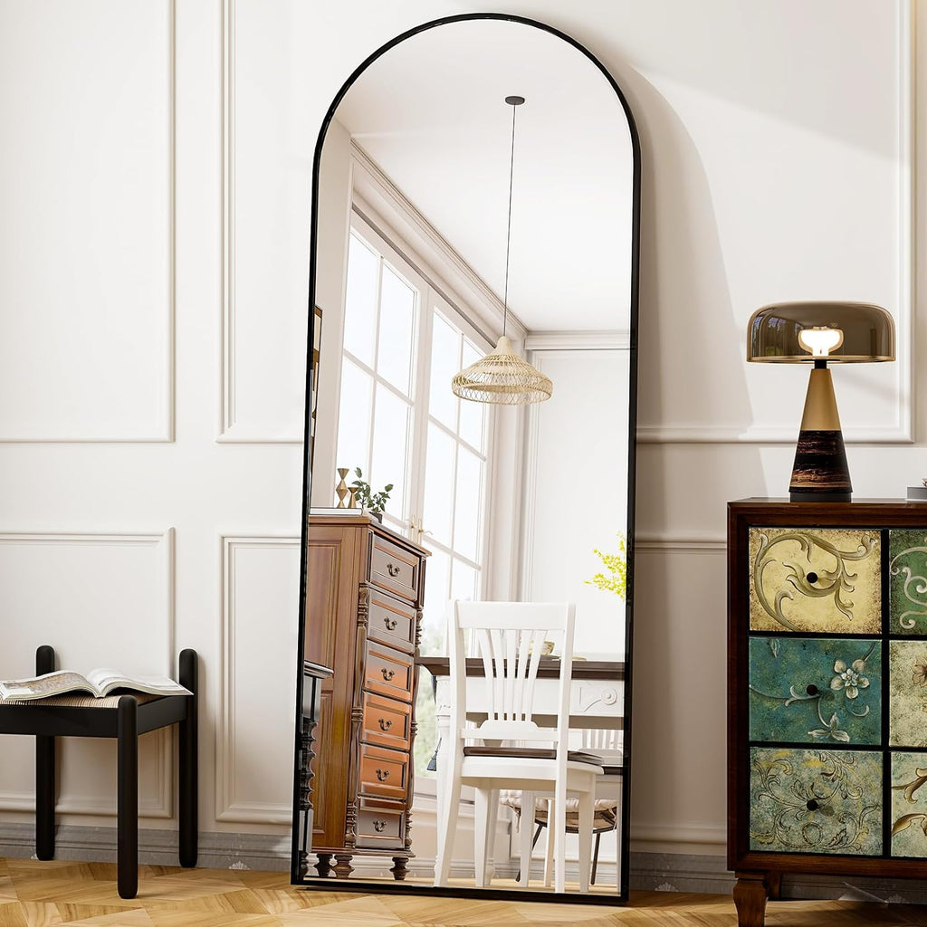 HARRITPURE 64"x21" Arched Full Length Mirror Free Standing Leaning Mirror Hanging Mounted Mirror Aluminum Frame Modern Simple Home Decor for Living Room Bedroom Cloakroom, Gold - Grand Goldman
