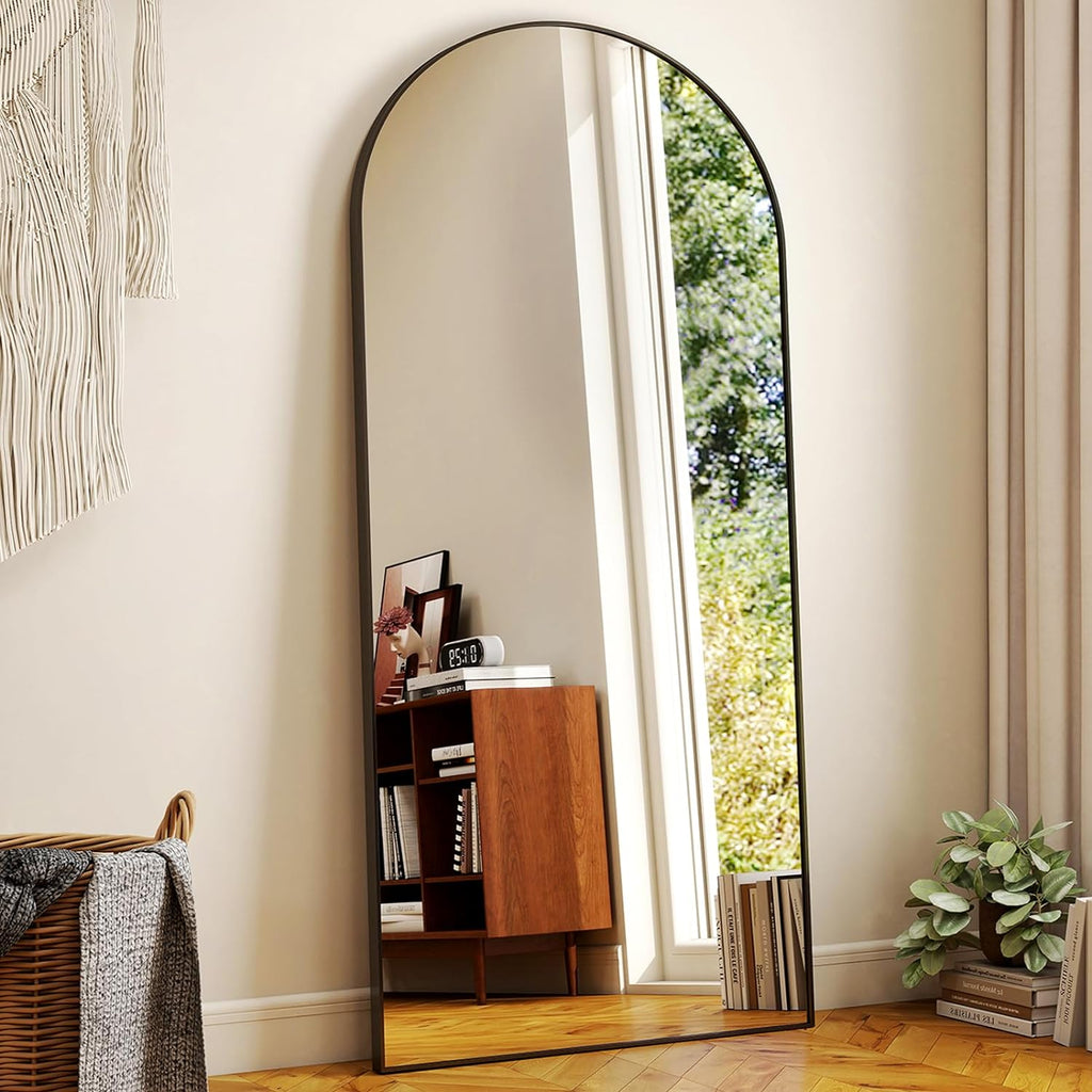 HARRITPURE 64"x21" Arched Full Length Mirror Free Standing Leaning Mirror Hanging Mounted Mirror Aluminum Frame Modern Simple Home Decor for Living Room Bedroom Cloakroom, Gold - Grand Goldman