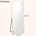 HARRITPURE 64"x21" Arched Full Length Mirror Free Standing Leaning Mirror Hanging Mounted Mirror Aluminum Frame Modern Simple Home Decor for Living Room Bedroom Cloakroom, Gold - Grand Goldman