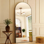 HARRITPURE 64"x21" Arched Full Length Mirror Free Standing Leaning Mirror Hanging Mounted Mirror Aluminum Frame Modern Simple Home Decor for Living Room Bedroom Cloakroom, Gold - Grand Goldman