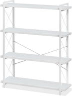 HCHQHS Bookshelf, 3-Tier Industrial Bookcase, Rustic Open Book Shelf, Wood and Metal Horizontal Bookshelves - Grand Goldman