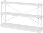 HCHQHS Bookshelf, 3-Tier Industrial Bookcase, Rustic Open Book Shelf, Wood and Metal Horizontal Bookshelves - Grand Goldman