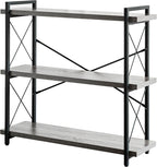 HCHQHS Bookshelf, 3-Tier Industrial Bookcase, Rustic Open Book Shelf, Wood and Metal Horizontal Bookshelves - Grand Goldman