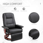 HOMCOM Faux Leather Manual Recliner, Adjustable Swivel Lounge Chair with Footrest, Armrest and Wrapped Wood Base for Living Room, Black - Grand Goldman