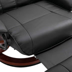 HOMCOM Faux Leather Manual Recliner, Adjustable Swivel Lounge Chair with Footrest, Armrest and Wrapped Wood Base for Living Room, Black - Grand Goldman