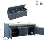 HOMEFORT 41.3” Shoe Bench with Lift Top Storage, Entryway Storage Bench with Cushioned Seat, Wooden End of Bed Bench, Shoe Cabinet Bench with Hidden Storage Space, for Bedroom, Hallway(Blue) - Grand Goldman