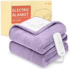 HOMLYNS LuxeHeat Heated Blanket Electric Blanket, Soft Flannel Sherpa Heated Throw, Heating Blanket with 5 Heat Settings, 3 hrs Timer Auto Shut Off (50x60 inches, Purple) - Grand Goldman