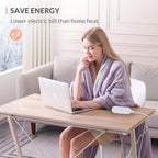 HOMLYNS LuxeHeat Heated Blanket Electric Blanket, Soft Flannel Sherpa Heated Throw, Heating Blanket with 5 Heat Settings, 3 hrs Timer Auto Shut Off (50x60 inches, Purple) - Grand Goldman