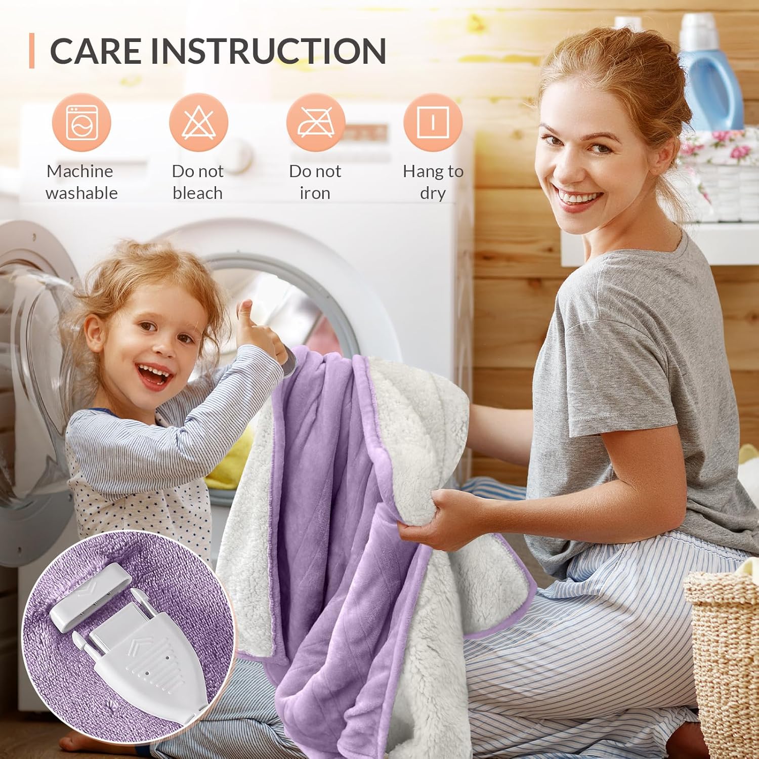 HOMLYNS LuxeHeat Heated Blanket Electric Blanket, Soft Flannel Sherpa Heated Throw, Heating Blanket with 5 Heat Settings, 3 hrs Timer Auto Shut Off (50x60 inches, Purple) - Grand Goldman