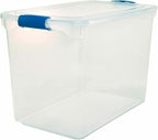 HOMZ 2 Pack Large Clear Plastic Storage Bins with Latching Lids, 66 Quart, Blue - Grand Goldman
