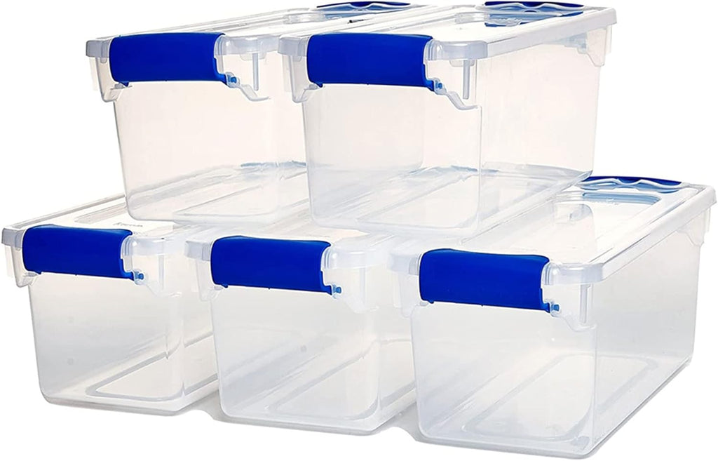 HOMZ 2 Pack Large Clear Plastic Storage Bins with Latching Lids, 66 Quart, Blue - Grand Goldman