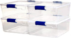 HOMZ 2 Pack Large Clear Plastic Storage Bins with Latching Lids, 66 Quart, Blue - Grand Goldman