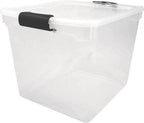 HOMZ 2 Pack Large Clear Plastic Storage Bins with Latching Lids, 66 Quart, Blue - Grand Goldman