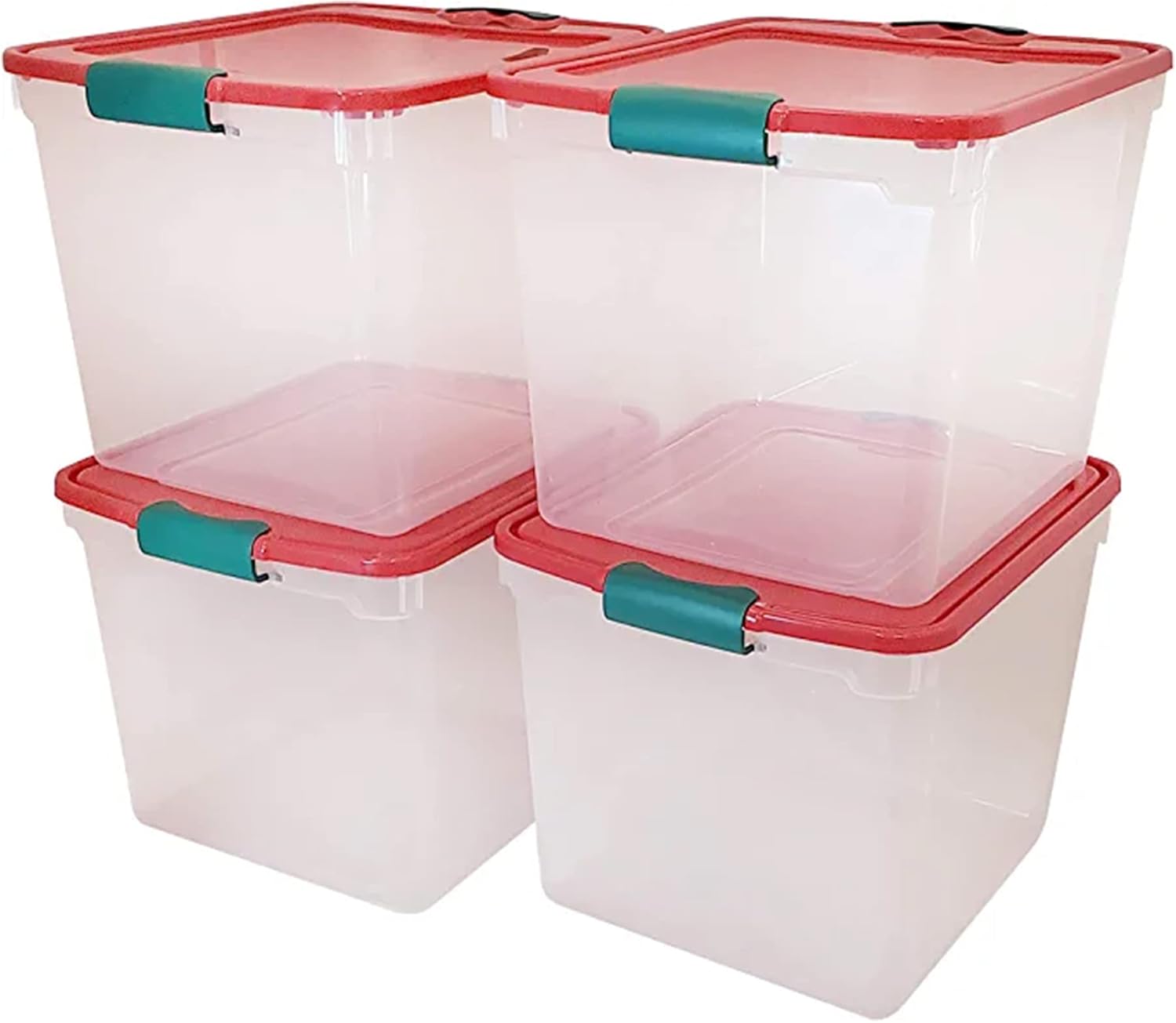 HOMZ 2 Pack Large Clear Plastic Storage Bins with Latching Lids, 66 Quart, Blue - Grand Goldman