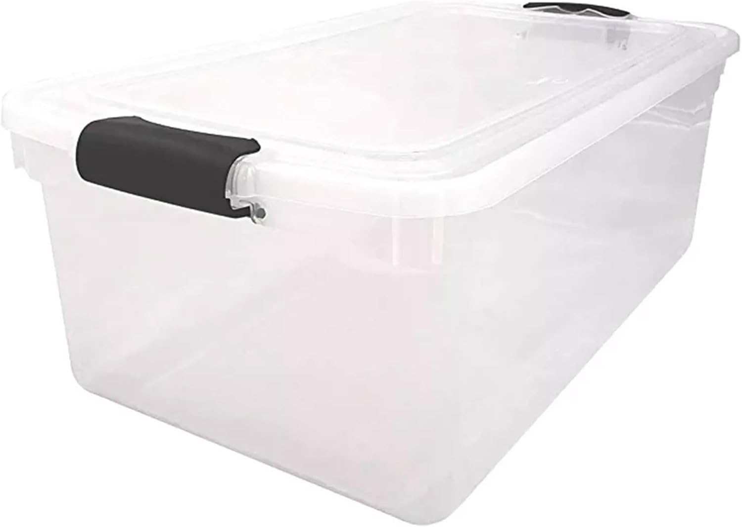 HOMZ 2 Pack Large Clear Plastic Storage Bins with Latching Lids, 66 Quart, Blue - Grand Goldman