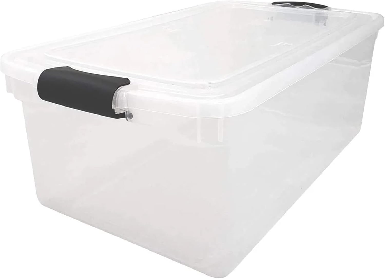HOMZ 2 Pack Large Clear Plastic Storage Bins with Latching Lids, 66 Quart, Blue - Grand Goldman