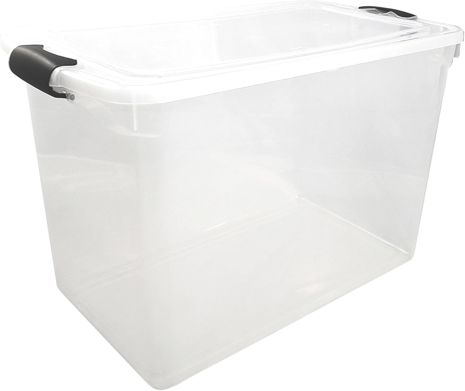 HOMZ 2 Pack Large Clear Plastic Storage Bins with Latching Lids, 66 Quart, Blue - Grand Goldman
