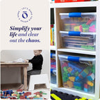 HOMZ 2 Pack Large Clear Plastic Storage Bins with Latching Lids, 66 Quart, Blue - Grand Goldman