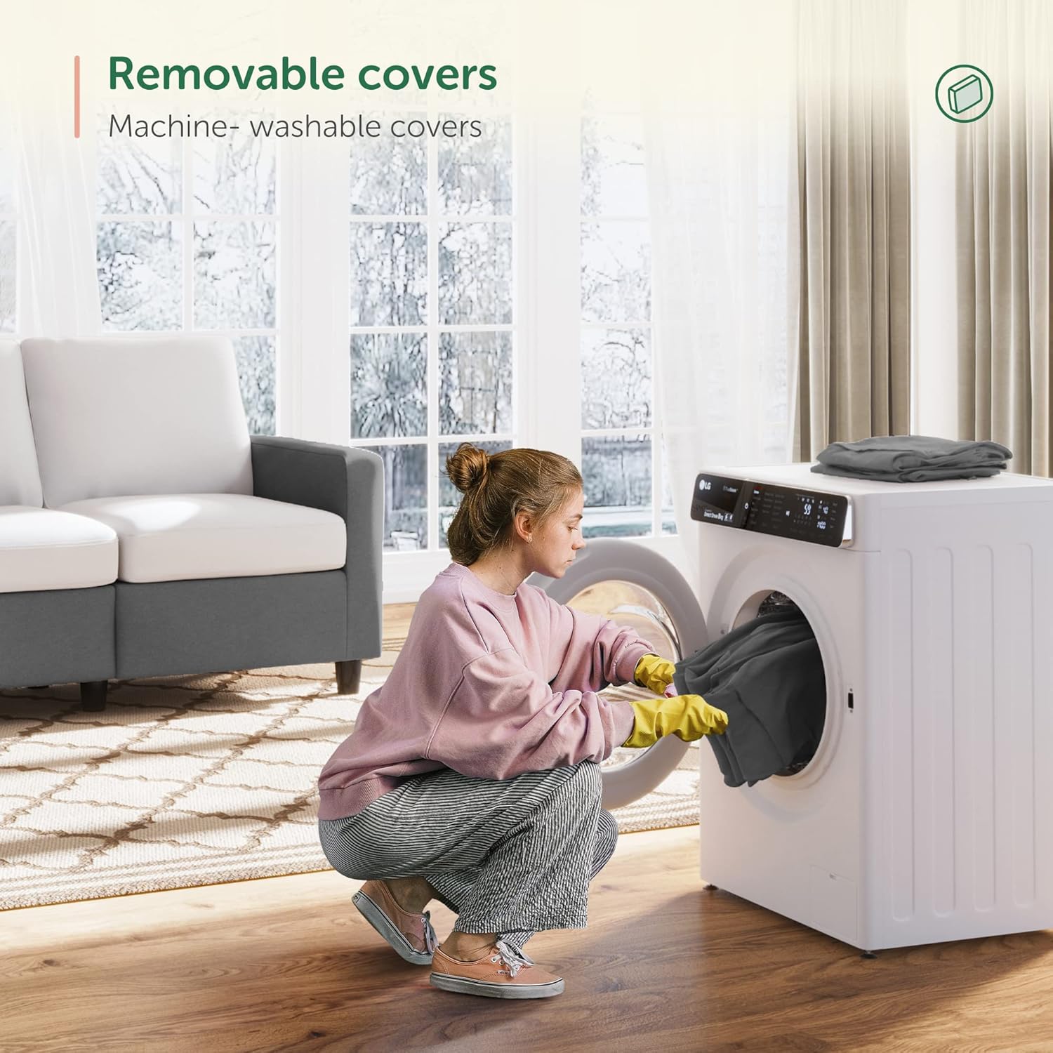 HONBAY Convertible Sectional Sofa, L Shaped Couch with Reversible Chaise for Small Space, Dark Grey - Grand Goldman