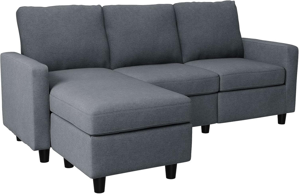HONBAY Convertible Sectional Sofa, L Shaped Couch with Reversible Chaise for Small Space, Dark Grey - Grand Goldman