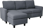 HONBAY Convertible Sectional Sofa, L Shaped Couch with Reversible Chaise for Small Space, Dark Grey - Grand Goldman